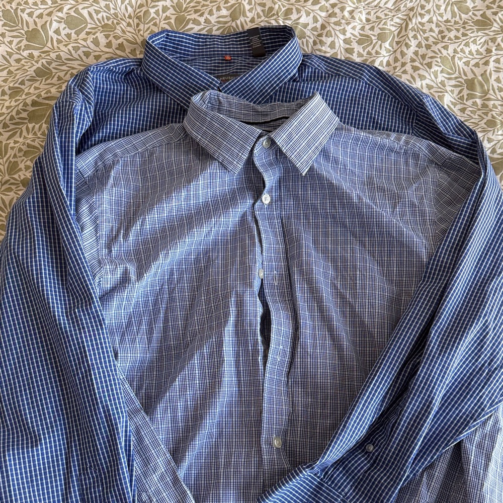 Banana Republic Blue Plaid Men's Dress Shirt